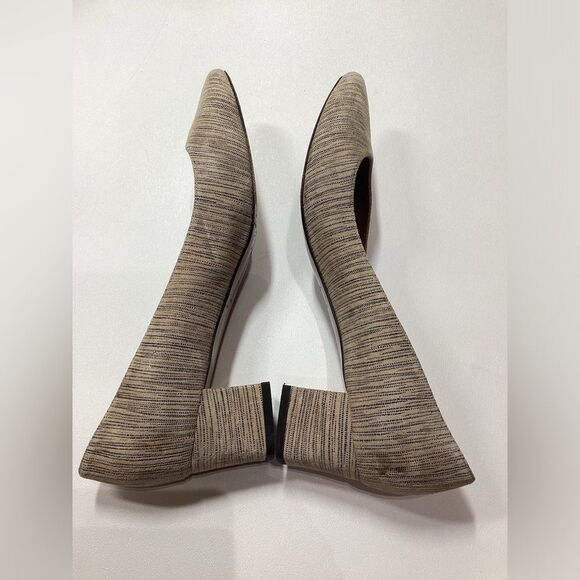 Aquatalia Phoebe Nubuck Suede Block Heel Pumps – Tan Brown Striped, Size 9.5 - Picture 7 of 15